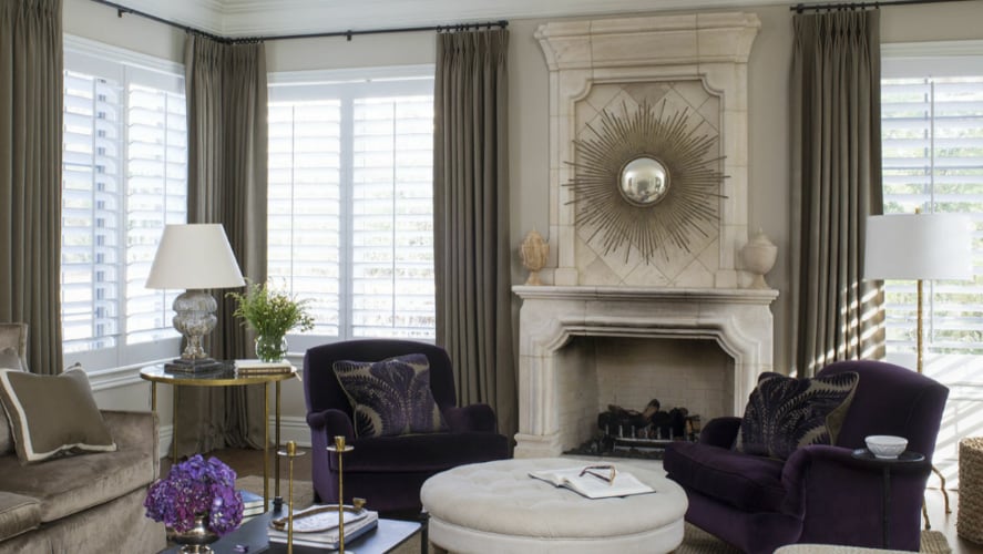 Plantation shutters in a living room